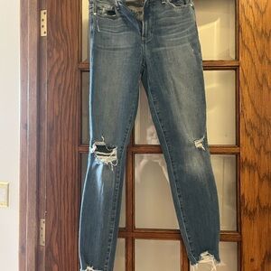PAIGE Ripped Blue Skinny Jeans